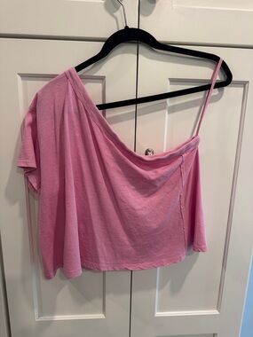 We The Free Pink One-Shoulder Crop Top with Thin Strap